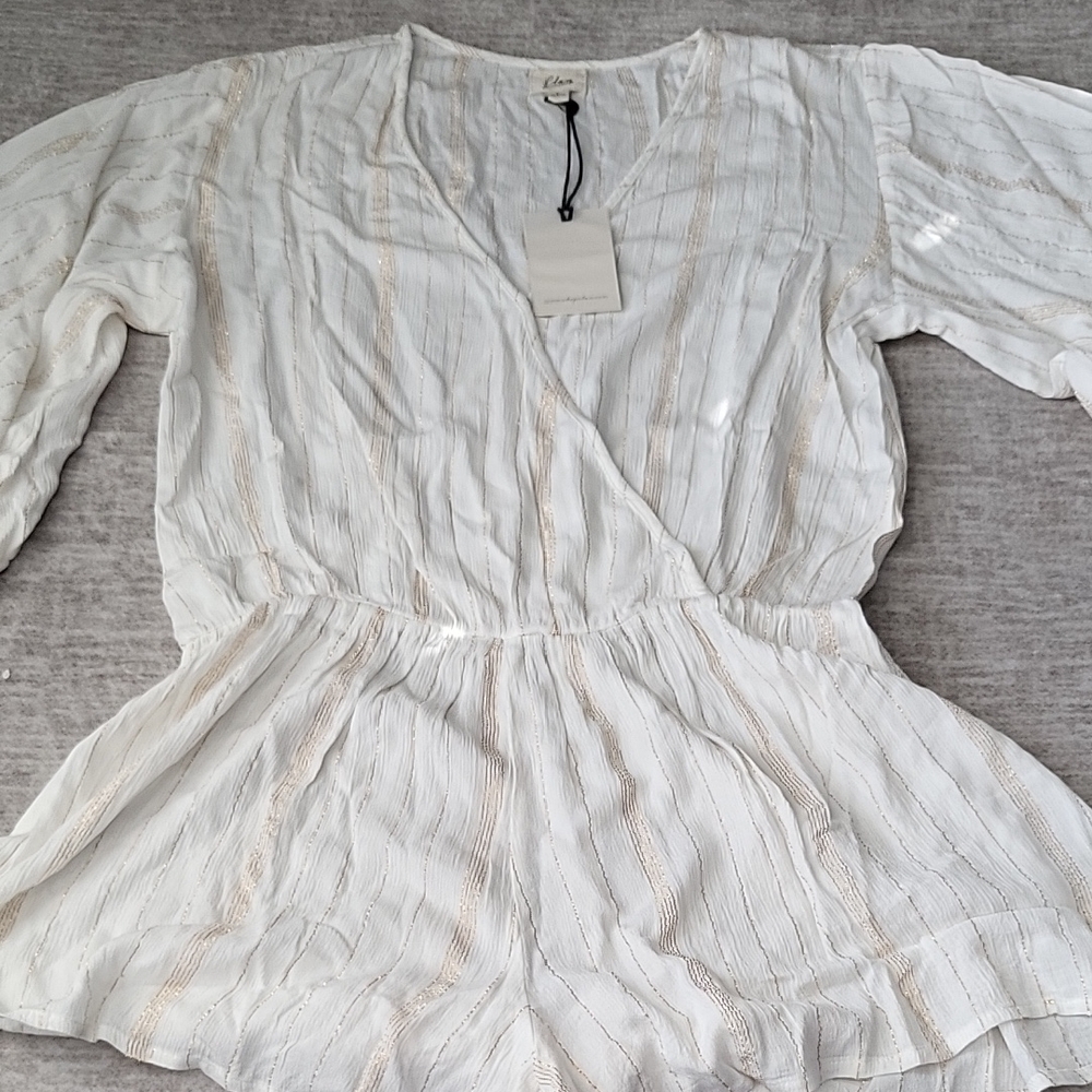 Elan Cream Textured Jumpsuit